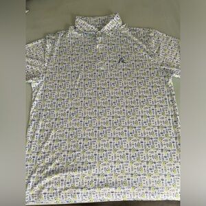 Rhoback Mens Performance Polo The Margarita White/Green/Blue Large L